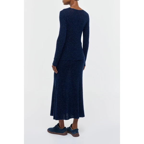 Gabriela Hearst Nello Knit Sweater in Electric Navy Beaded Cashmere Silk, view 4
