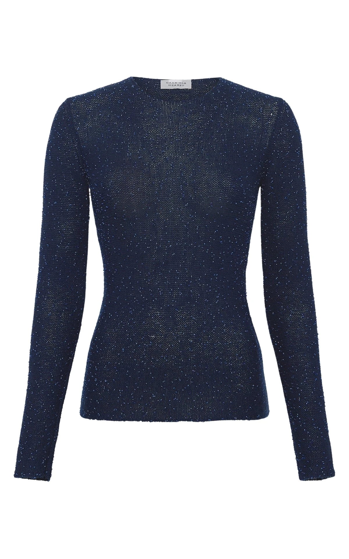 Gabriela Hearst Nello Knit Sweater in Electric Navy Beaded Cashmere Silk