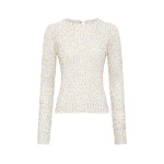 Gabriela Hearst Nello Knit Sweater in Ivory Multi Beaded Cashmere Silk