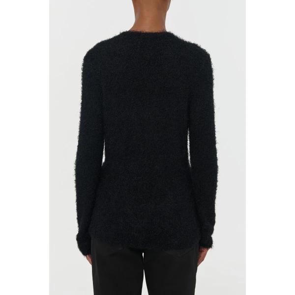 Gabriela Hearst Neoma Knit V-Neck Sweater in Black Silk Cashmere, view 4