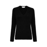 Gabriela Hearst Neoma Knit V-Neck Sweater in Black Silk Cashmere