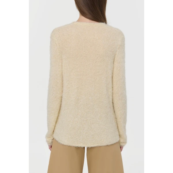 Gabriela Hearst Neoma Knit V-Neck Sweater in Off White Silk Cashmere, view 4