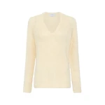 Gabriela Hearst Neoma Knit V-Neck Sweater in Off White Silk Cashmere