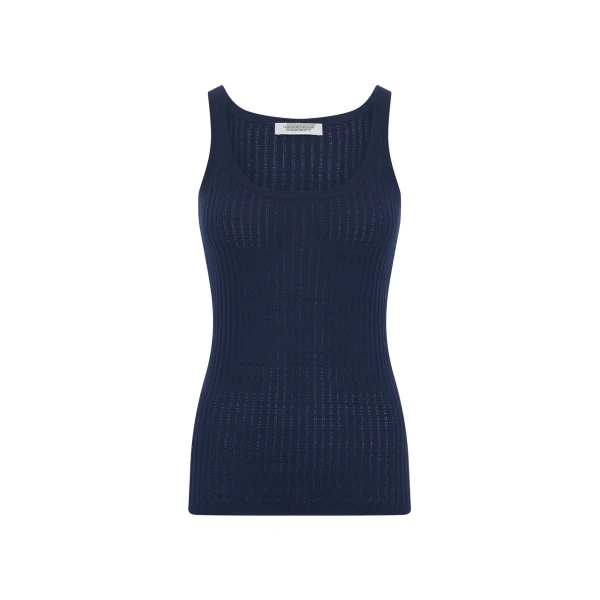 Gabriela Hearst Nevin Pointelle Knit Tank Top in Electric Navy Cashmere Silk, view 2