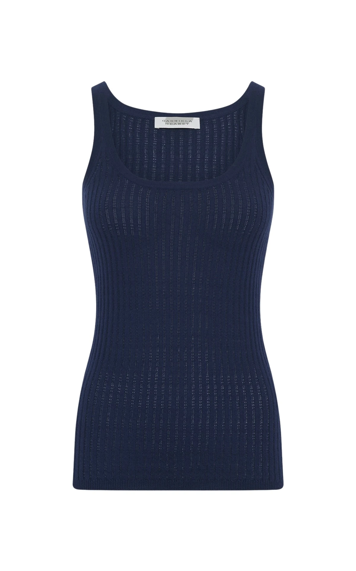 Gabriela Hearst Nevin Pointelle Knit Tank Top in Electric Navy Cashmere Silk