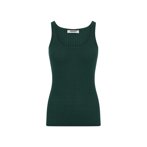 Gabriela Hearst Nevin Pointelle Knit Tank Top in English Green Cashmere Silk, view 2