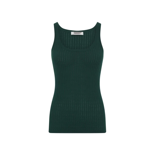 Gabriela Hearst Nevin Pointelle Knit Tank Top in English Green Cashmere Silk