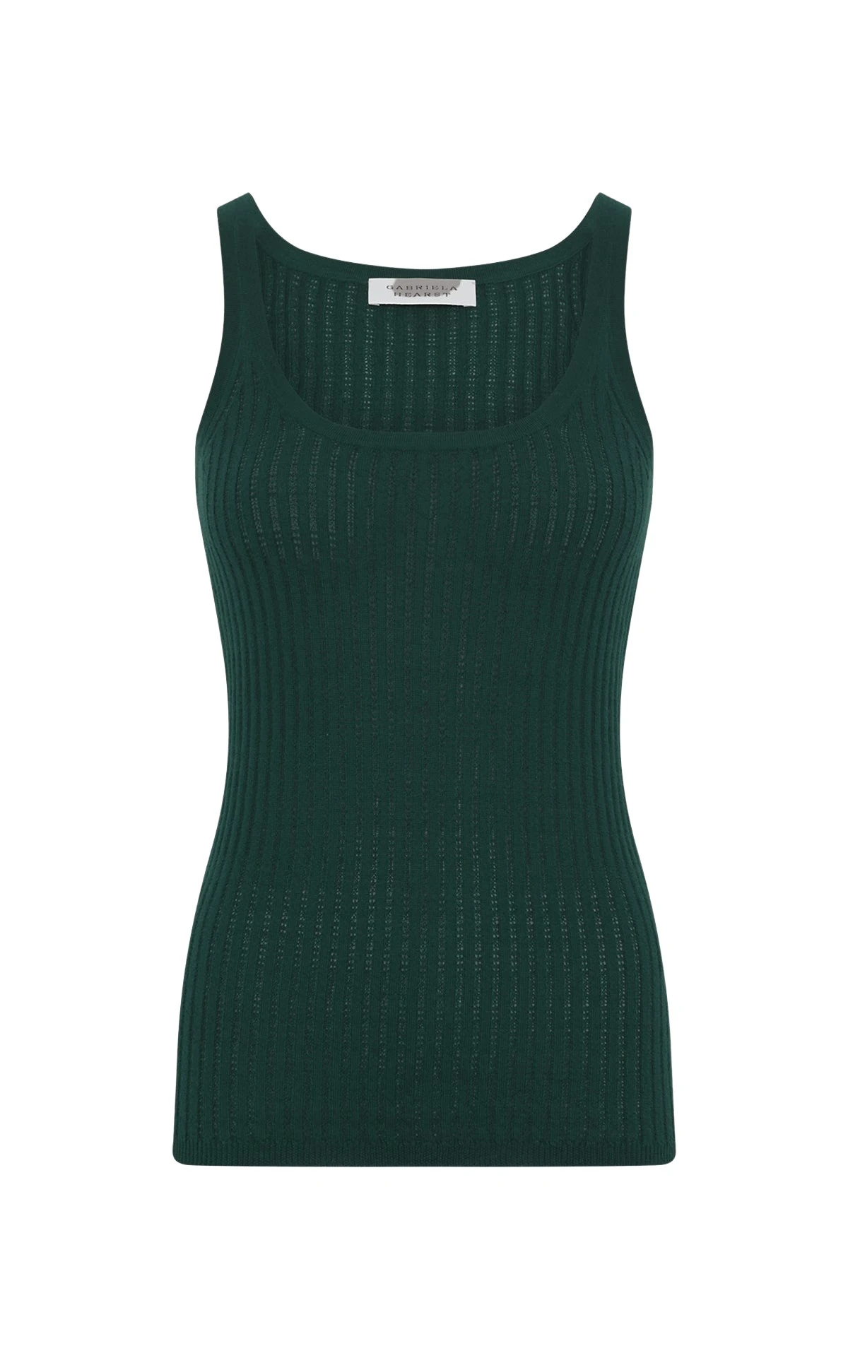 Gabriela Hearst Nevin Pointelle Knit Tank Top in English Green Cashmere Silk