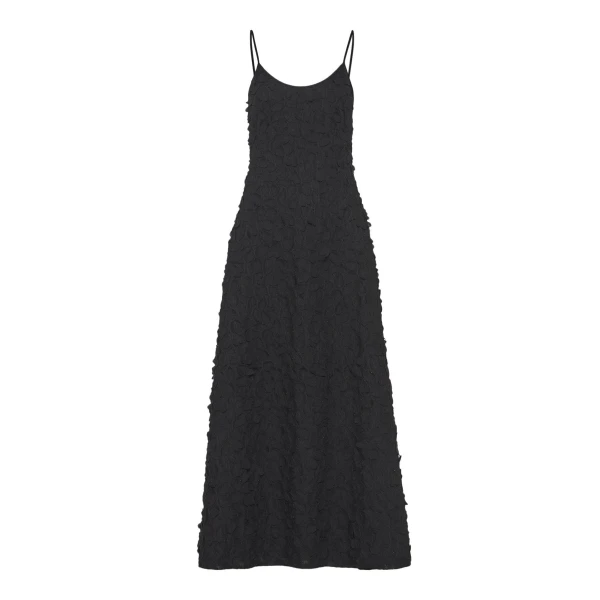 Gabriela Hearst Nexus Embroidered Leaves Maxi Dress in Black Linen, view 6