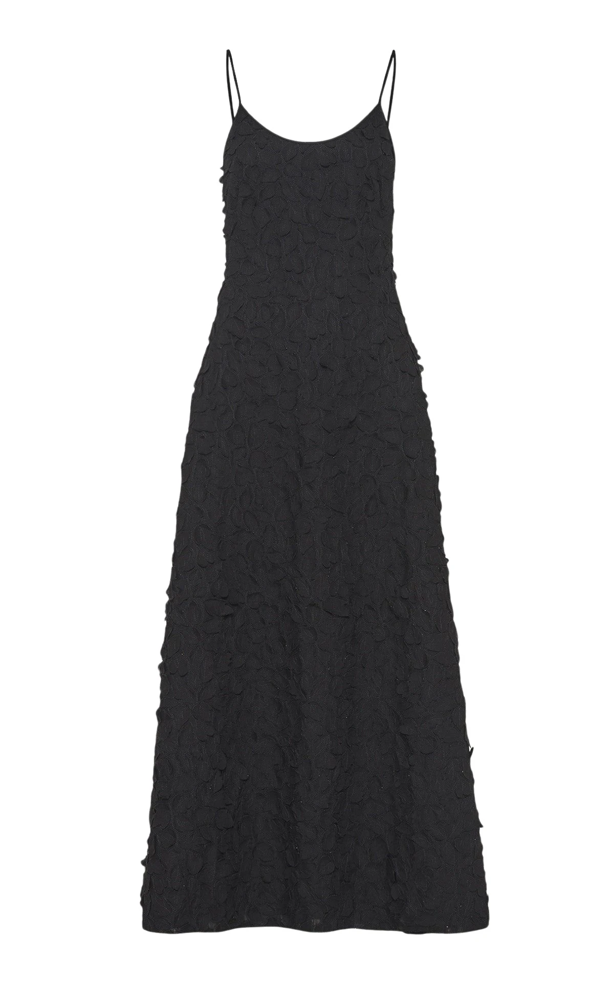 Gabriela Hearst Nexus Embroidered Leaves Maxi Dress in Black Linen