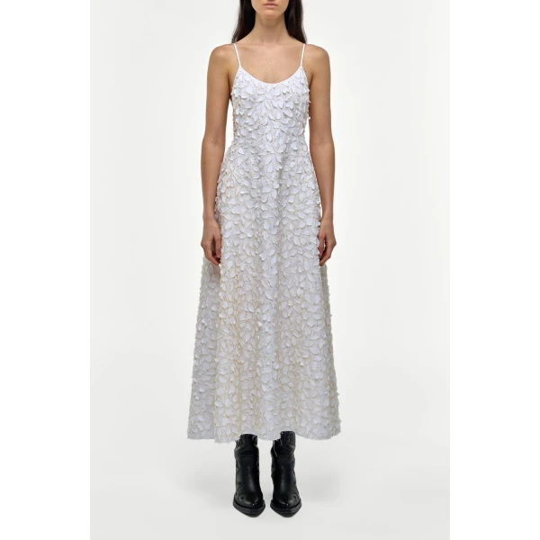 Gabriela Hearst Nexus Embroidered Leaves Maxi Dress in Ivory Linen, view 2