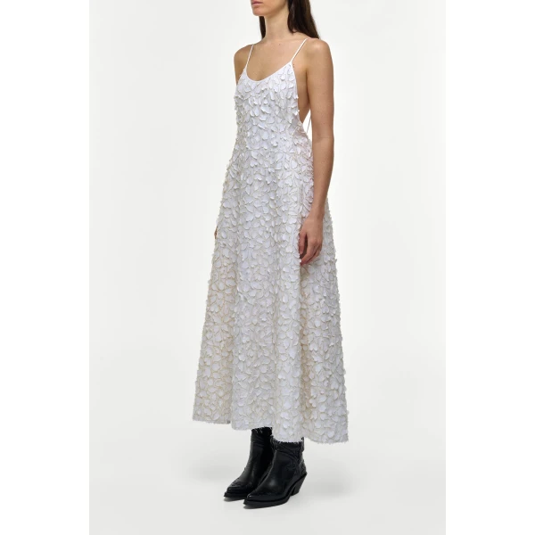 Gabriela Hearst Nexus Embroidered Leaves Maxi Dress in Ivory Linen, view 3