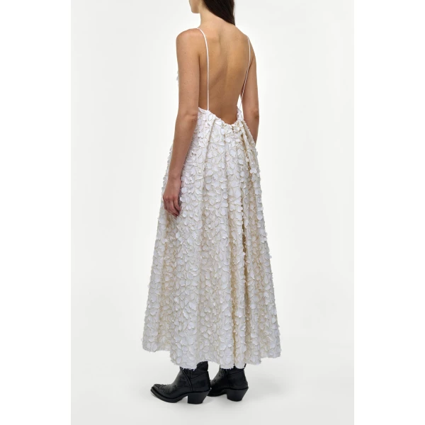 Gabriela Hearst Nexus Embroidered Leaves Maxi Dress in Ivory Linen, view 4