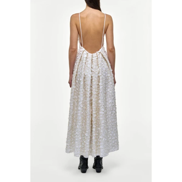 Gabriela Hearst Nexus Embroidered Leaves Maxi Dress in Ivory Linen, view 5