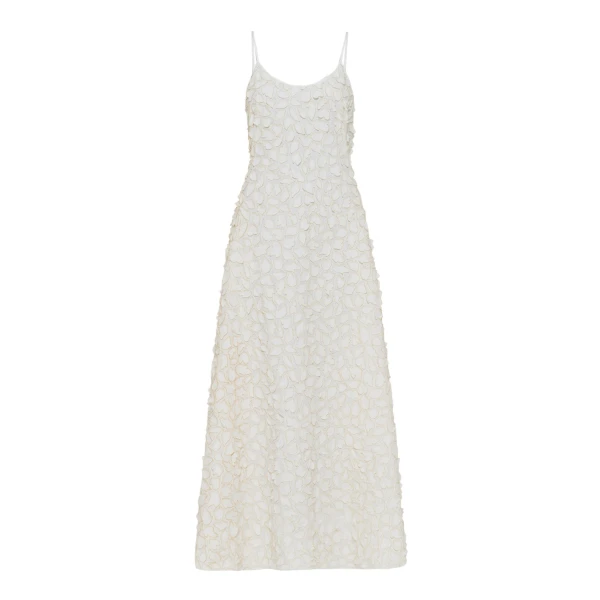 Gabriela Hearst Nexus Embroidered Leaves Maxi Dress in Ivory Linen, view 6