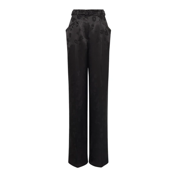 Gabriela Hearst Norman Wide-leg Pant in Black Embroidered Silk