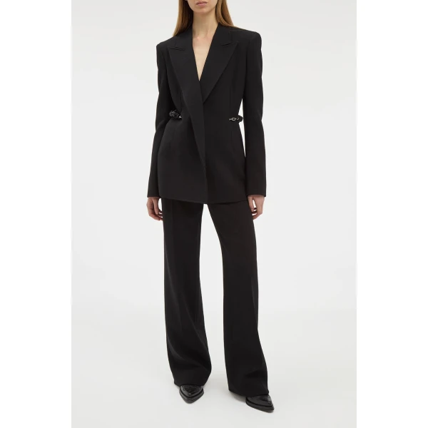 Gabriela Hearst Norman Wide-leg Pant in Black Recycled Virgin Wool, view 2