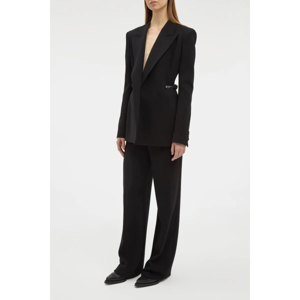 Gabriela Hearst Norman Wide-leg Pant in Black Recycled Virgin Wool, view 3