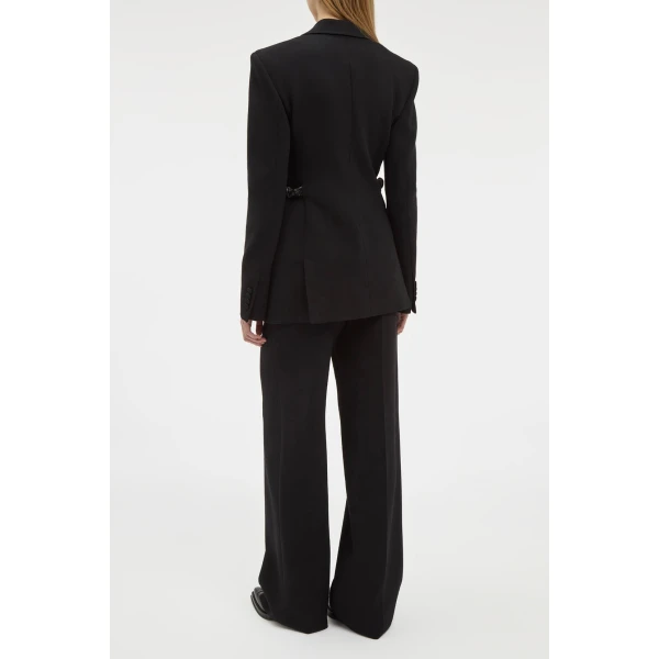 Gabriela Hearst Norman Wide-leg Pant in Black Recycled Virgin Wool, view 4