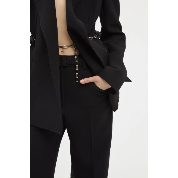 Gabriela Hearst Norman Wide-leg Pant in Black Recycled Virgin Wool, view 5