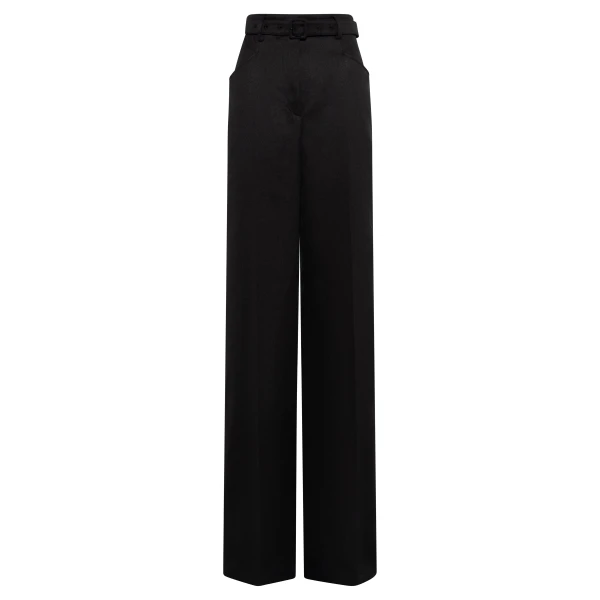 Gabriela Hearst Norman Wide-leg Pant in Black Textured Linen Slub, view 2