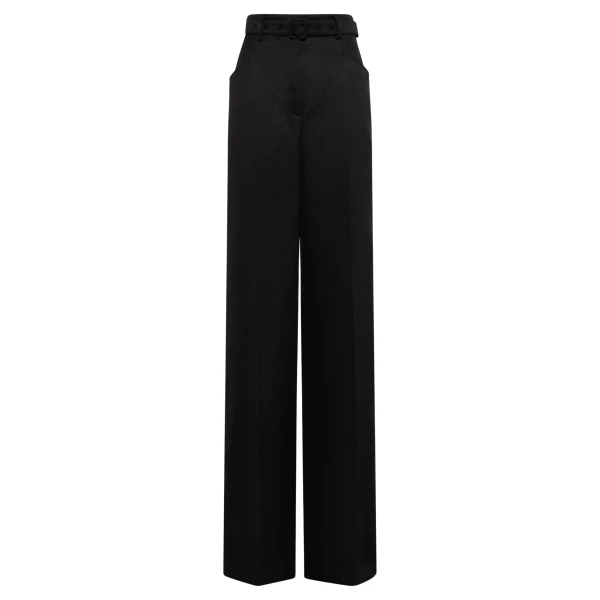 Gabriela Hearst Norman Wide-leg Pant in Black Textured Linen Slub