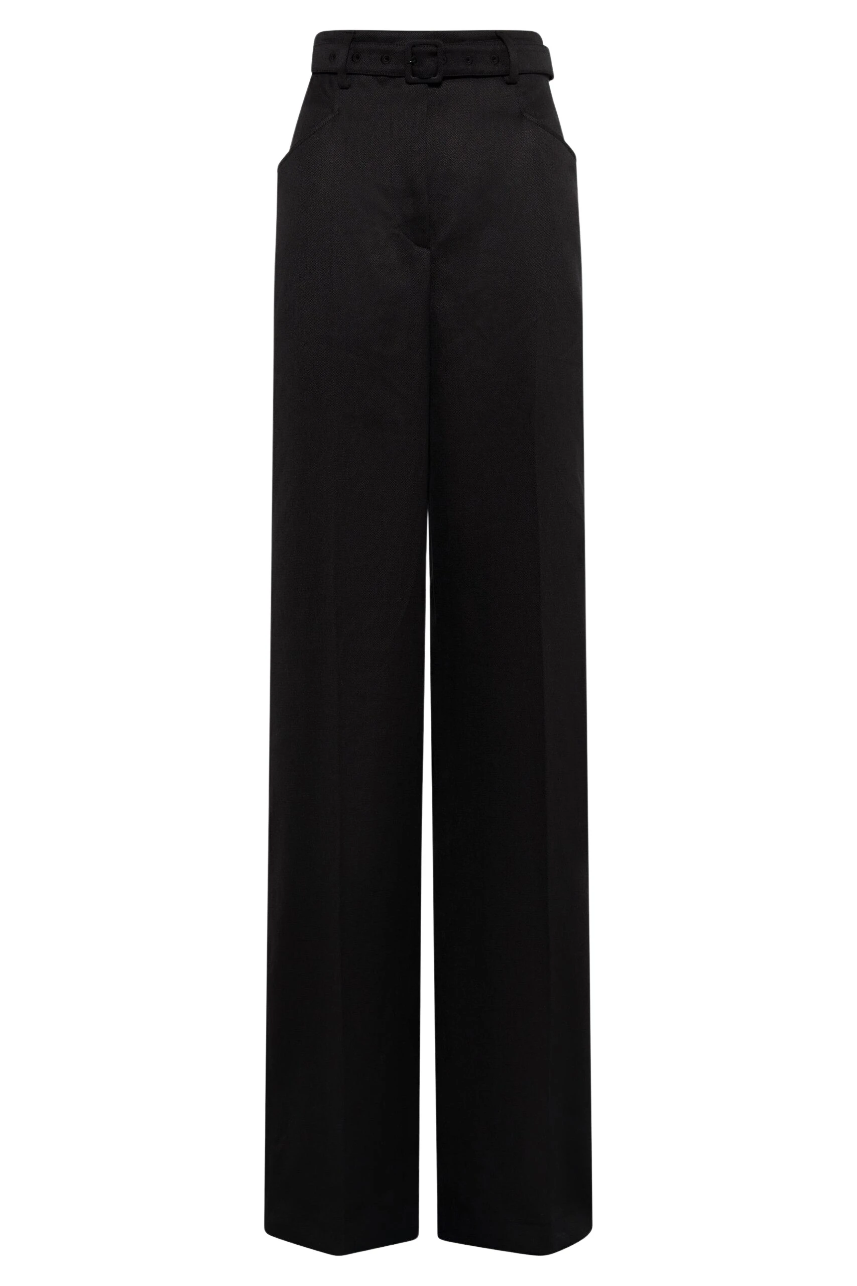 Gabriela Hearst Norman Wide-leg Pant in Black Textured Linen Slub