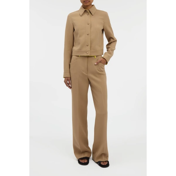 Gabriela Hearst Norman Wide-leg Pant in Camel & Citrine Virgin Wool Crepe, view 2