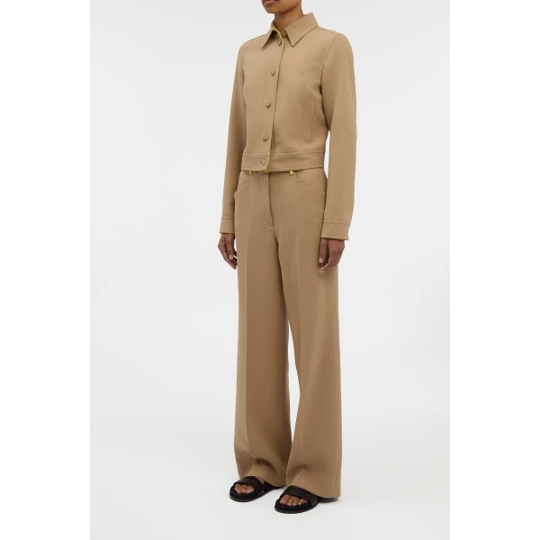 Gabriela Hearst Norman Wide-leg Pant in Camel & Citrine Virgin Wool Crepe, view 3