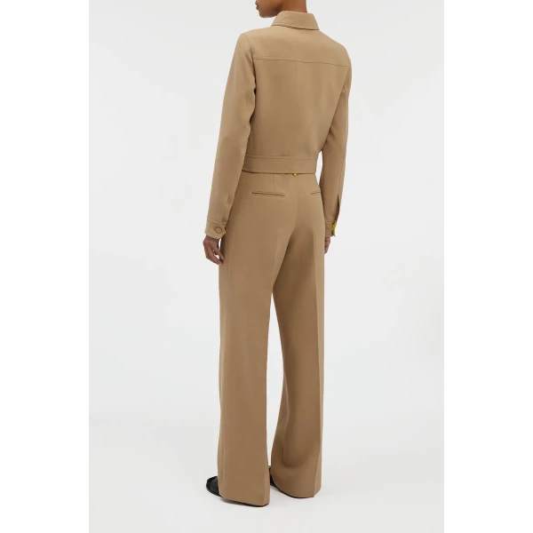 Gabriela Hearst Norman Wide-leg Pant in Camel & Citrine Virgin Wool Crepe, view 4