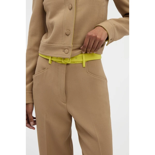 Gabriela Hearst Norman Wide-leg Pant in Camel & Citrine Virgin Wool Crepe, view 5