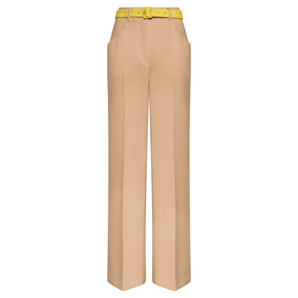 Gabriela Hearst Norman Wide-leg Pant in Camel & Citrine Virgin Wool Crepe, view 6