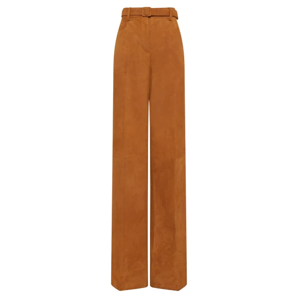 Gabriela Hearst Norman Wide-leg Pant in Cashew Suede