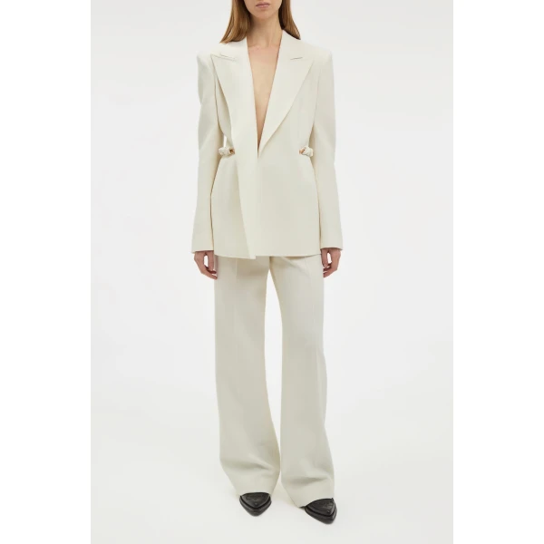 Gabriela Hearst Norman Wide-leg Pant in Ivory Recycled Virgin Wool, view 2