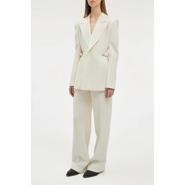 Gabriela Hearst Norman Wide-leg Pant in Ivory Recycled Virgin Wool, view 3