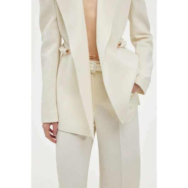 Gabriela Hearst Norman Wide-leg Pant in Ivory Recycled Virgin Wool, view 5