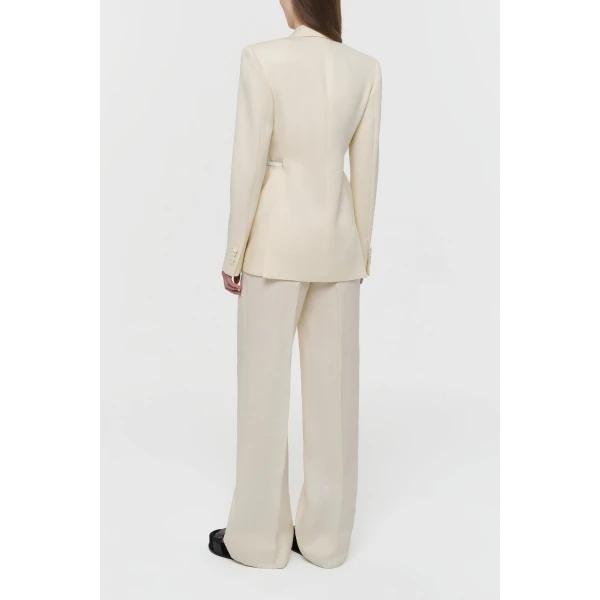 Gabriela Hearst Norman Wide-leg Pant in Ivory Textured Linen Slub, view 4