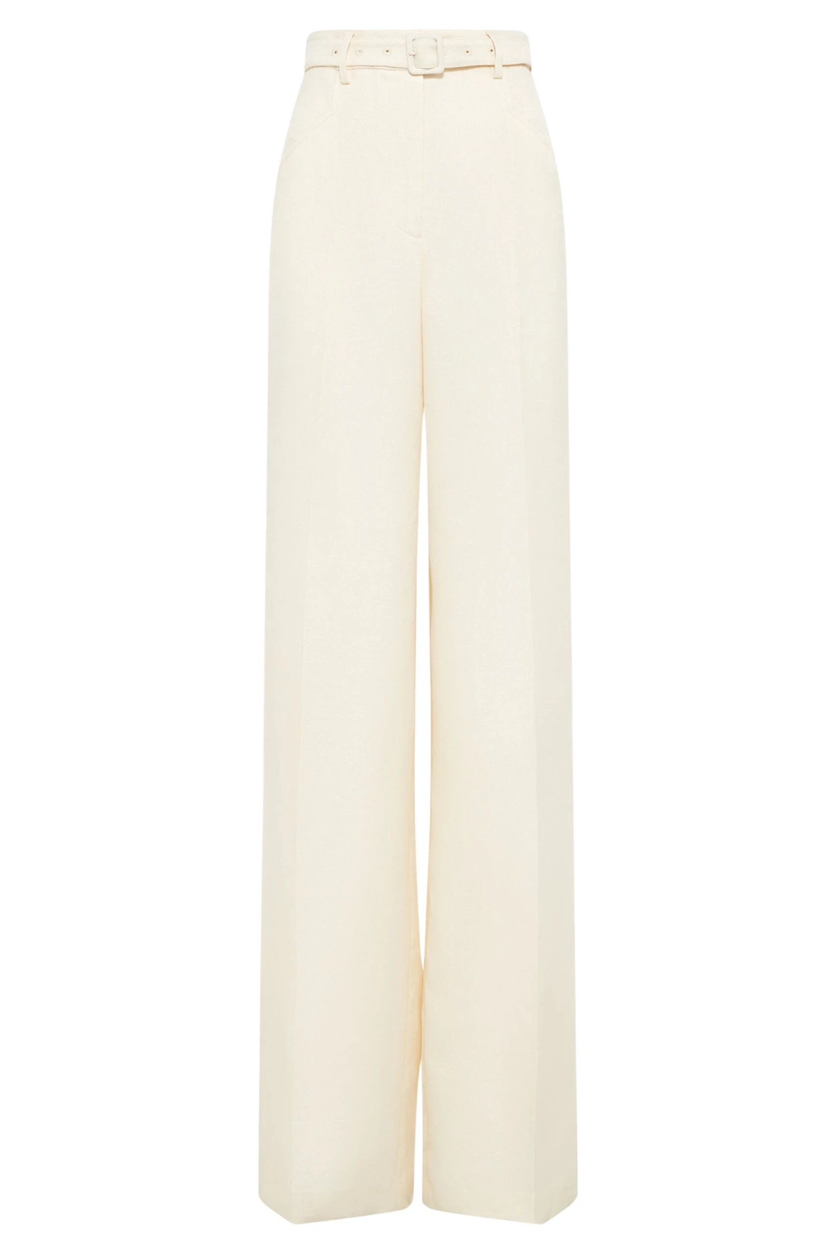 Gabriela Hearst Norman Wide-leg Pant in Ivory Textured Linen Slub
