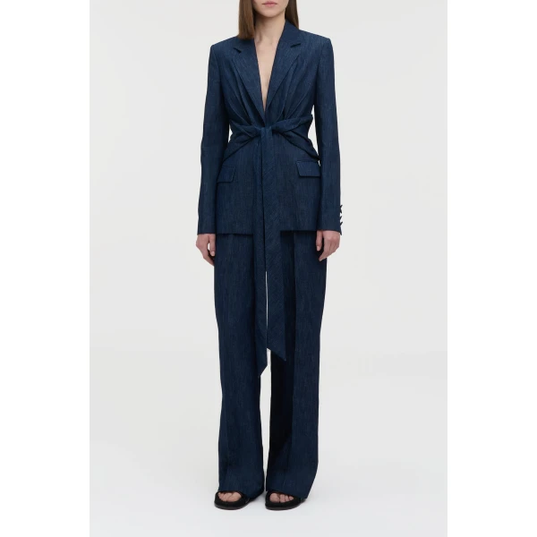 Gabriela Hearst Norman Wide-leg Pant in Recycled Cotton Denim, view 3