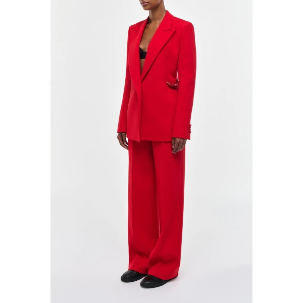Gabriela Hearst Norman Wide-leg Pant in Scarlet Red Virgin Wool Crepe, view 4