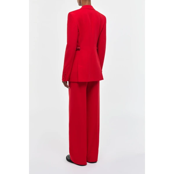 Gabriela Hearst Norman Wide-leg Pant in Scarlet Red Virgin Wool Crepe, view 5