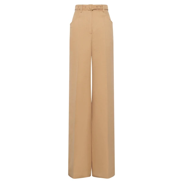 Gabriela Hearst Norman Wide-leg Pant in Wheat Textured Linen Slub, view 6