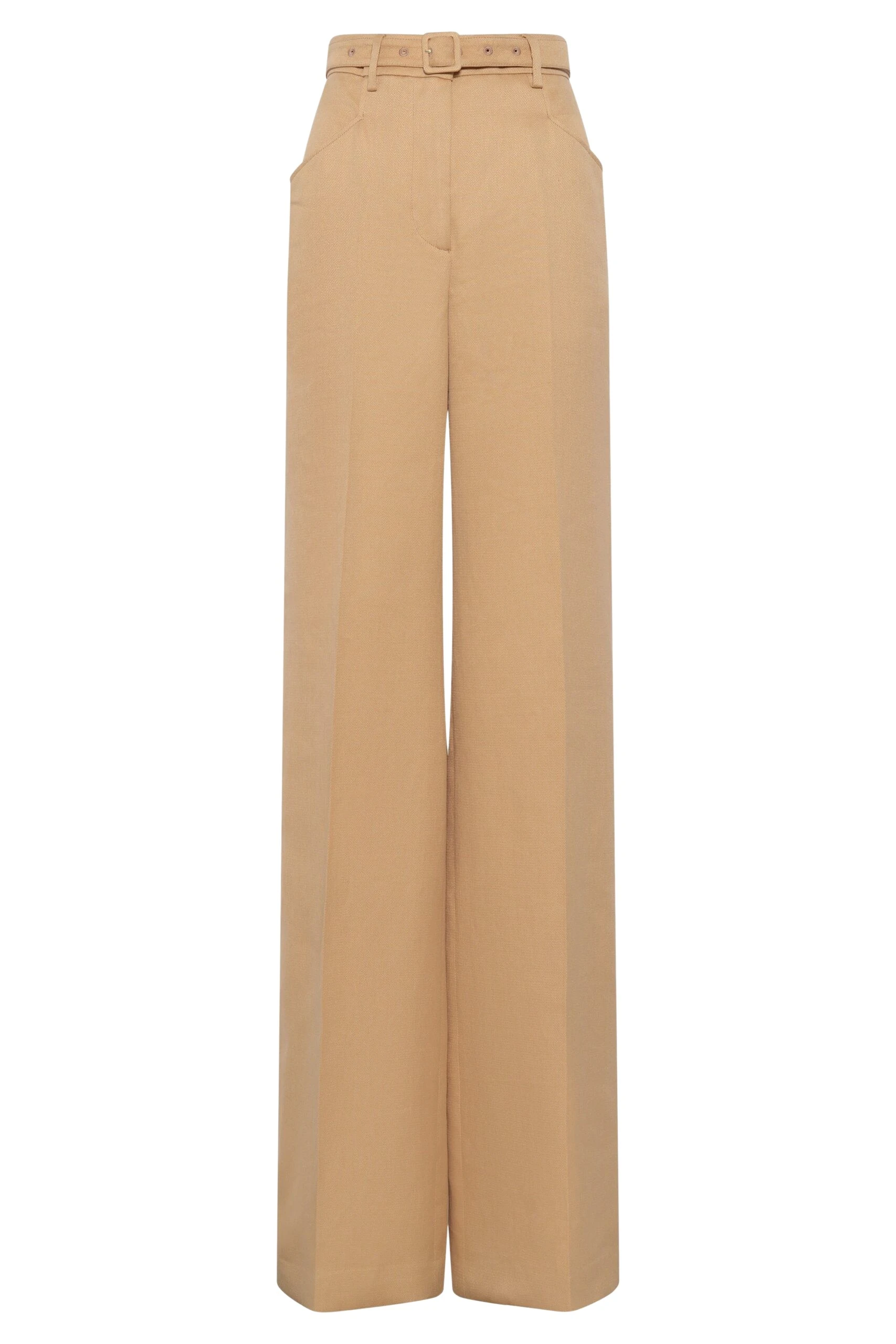 Gabriela Hearst Norman Wide-leg Pant in Wheat Textured Linen Slub