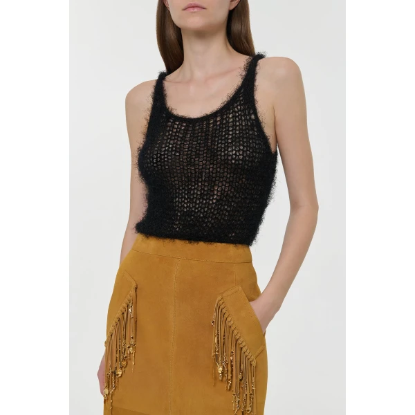 Gabriela Hearst Nur Knit Tank Top in Black Silk Cashmere, view 5
