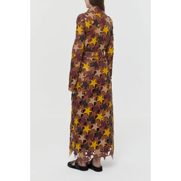 Gabriela Hearst Nuria Patchwork Stars Trench Coat In Multi Nappa Leather, view 4