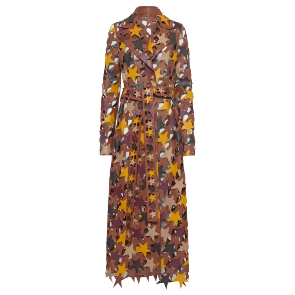 Gabriela Hearst Nuria Patchwork Stars Trench Coat In Multi Nappa Leather