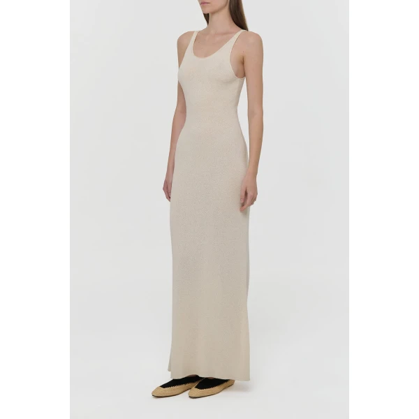 Gabriela Hearst Nyra Knit Maxi Dress in Off White Mulberry Silk, view 4