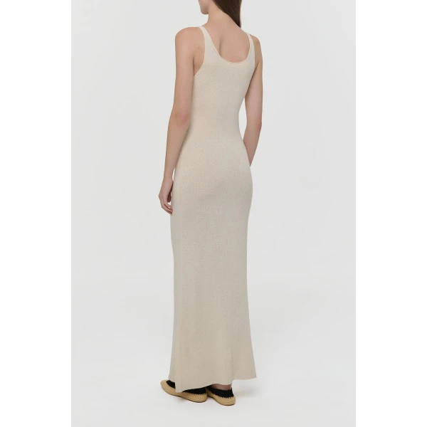 Gabriela Hearst Nyra Knit Maxi Dress in Off White Mulberry Silk, view 5