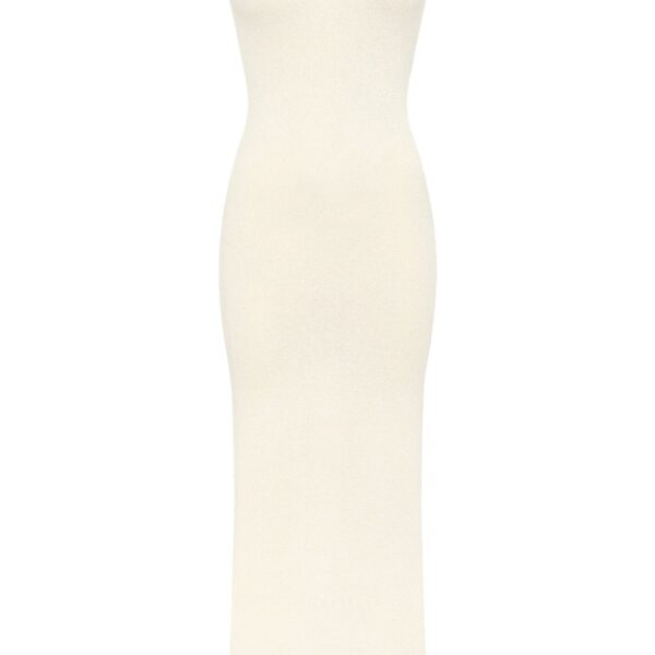 Gabriela Hearst Nyra Knit Maxi Dress in Off White Mulberry Silk, view 6