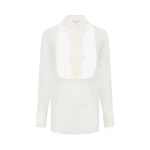 Gabriela Hearst Oriana Lace Blouse in Ivory Silk Organza